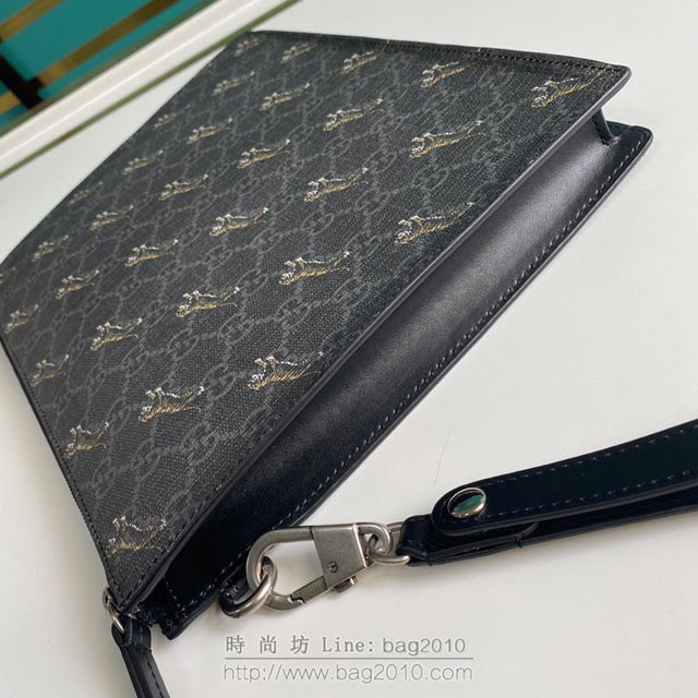 Gucci古馳包包 G家新款手包 晶片版 575136 古奇老虎印花男士手拿包 gdj1378
